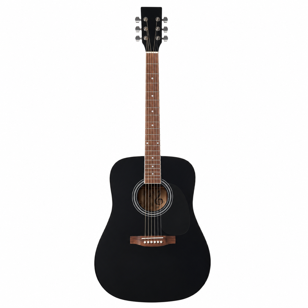 Black Dreadnought Acoustic Guitar Starter Bundle