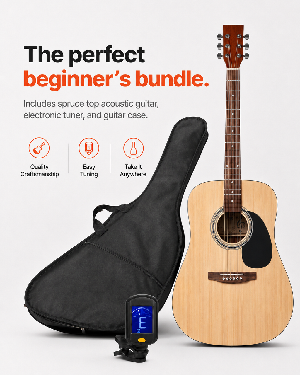 Dreadnought Acoustic Guitar Starter Bundle