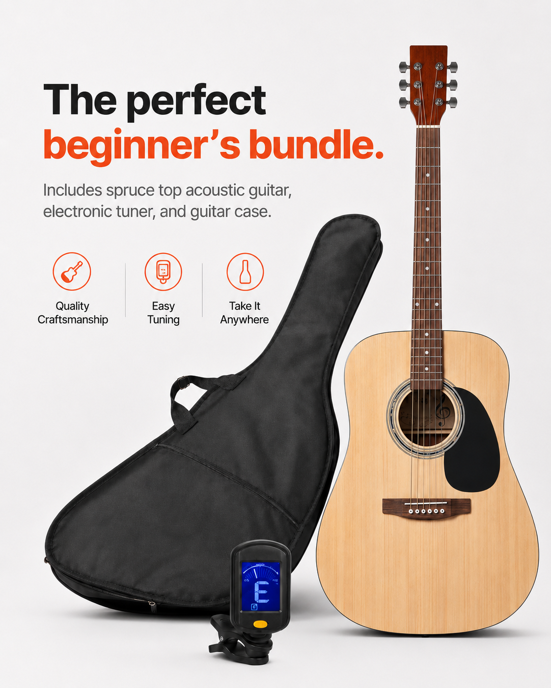 Dreadnought Acoustic Guitar Starter Bundle