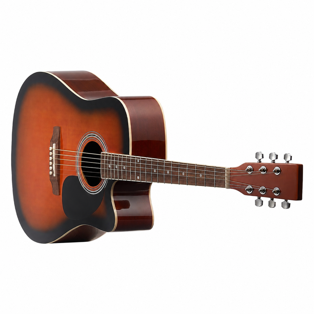 Sunburst Cutaway Acoustic Guitar Starter Bundle