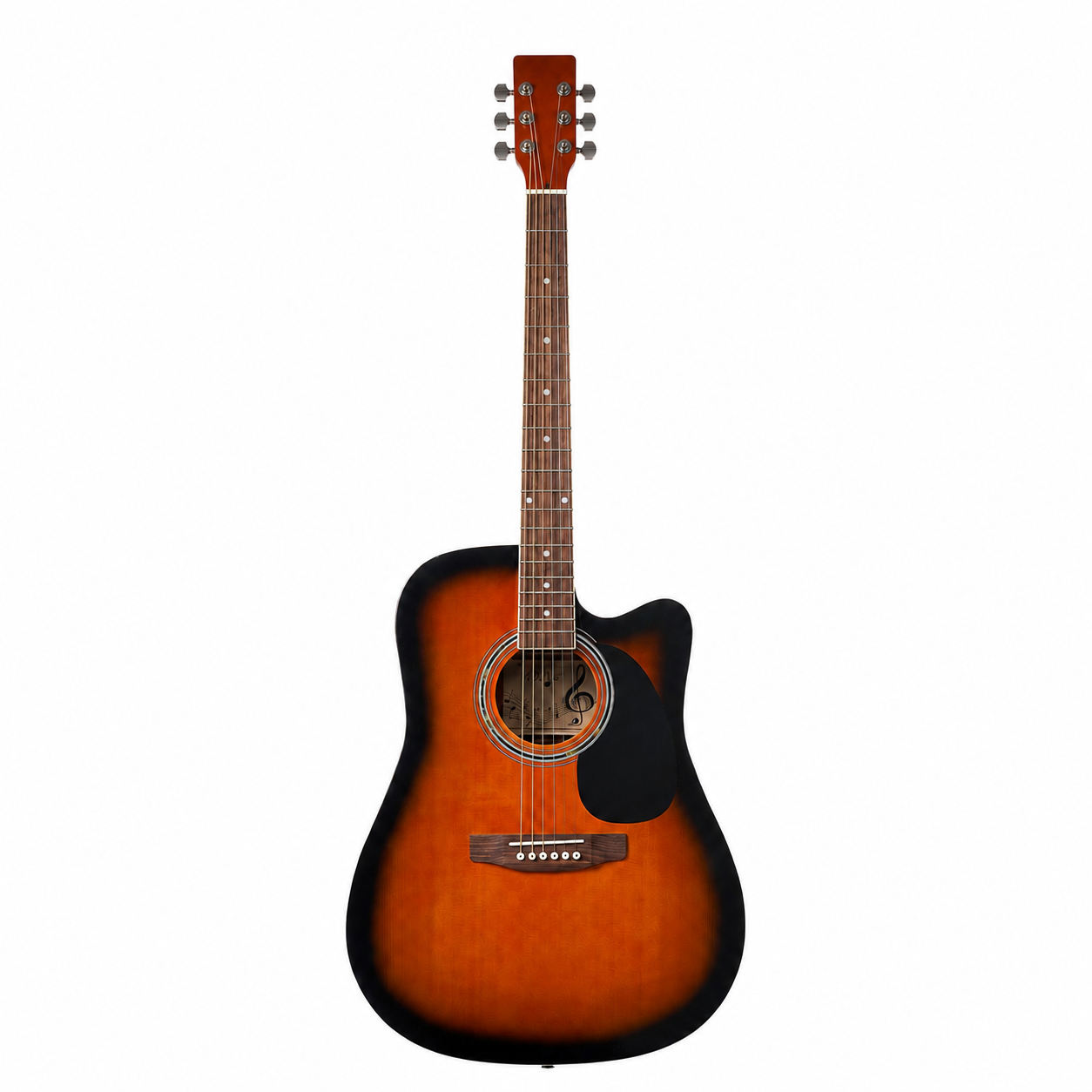 Sunburst Cutaway Acoustic Guitar Starter Bundle